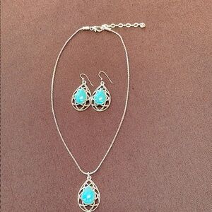 Elegant Silver Necklace and Earring Set with Blue Gemstones